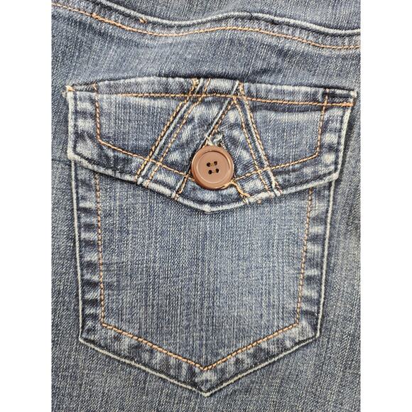 The Limited Mid Rise Flare Leg Denim Jean Size 8S SHORT Blue Stretch Bootcut Y2K - Picture 6 of 16